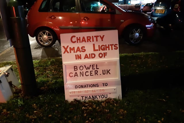 Thjs years' chosen charity for the Highdown Drive Christmas lights is Bowel Cancer UK