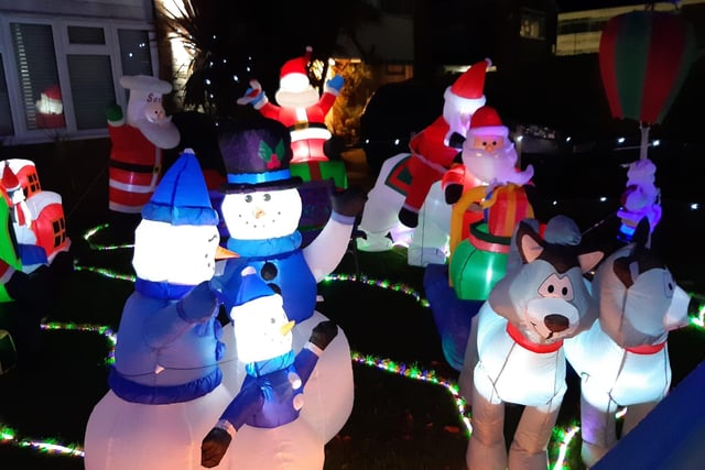 Daryl Baker's Christmas lights on Paterson Wilson Road is full of Christmas inflatables