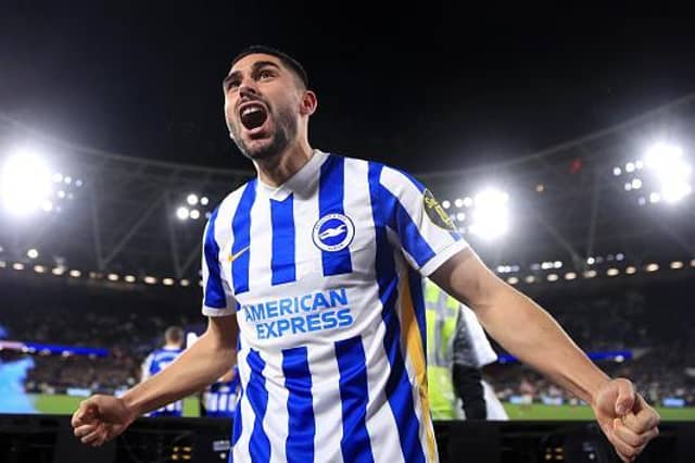 Neal Maupay celebrates after his late leveller at West Ham