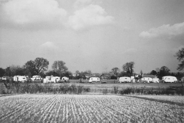 This picture taken in the 1950s is captioned: The Caravans, Blackbridge Lane
