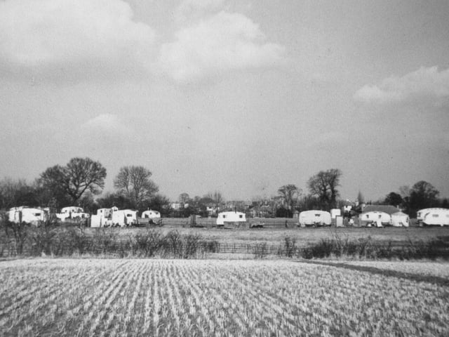 This picture taken in the 1950s is captioned: The Caravans, Blackbridge Lane