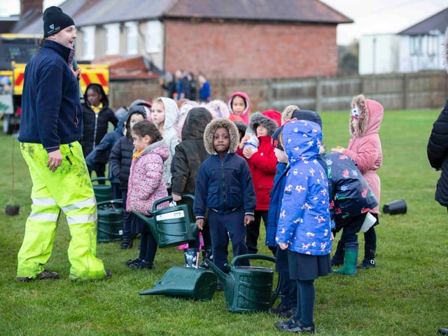 Joy for children as more than 400 trees planted across Northampton. Photo: Kirsty Edmonds.