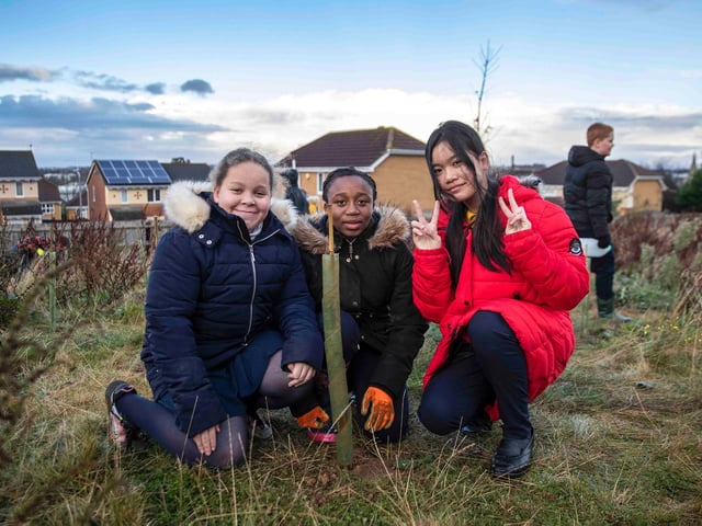 Joy for children as more than 400 trees planted across Northampton. Photo: Kirsty Edmonds.