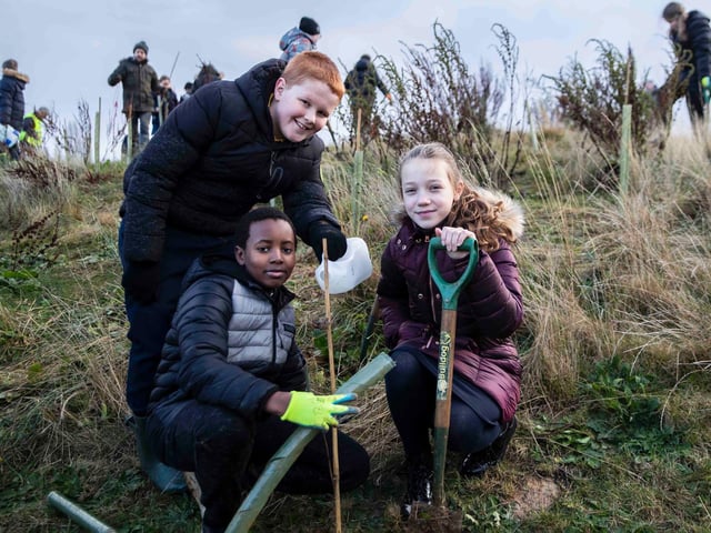 Joy for children as more than 400 trees planted across Northampton. Photo: Kirsty Edmonds.