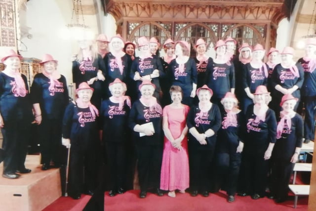 Photograph of the Crazy Hats Choir - proudly singing at our Thanksgiving Service at All Saints Church in Wellingborough - twice!!