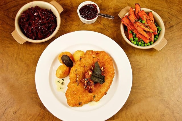 Breaded Turkey Escalope - part of The Hatton Arms' Christmas Fayre menu.