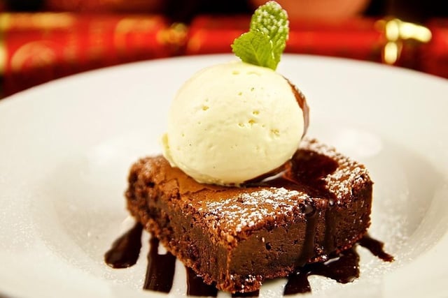 Chocolate Brownie - part of The Hatton Arms Christmas Fayre menu.