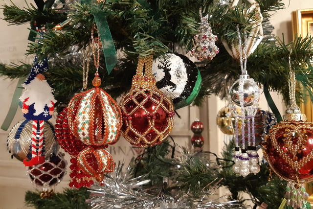 Decorations made by Bead Magicians, a friendly group of bead workers who meet once a month at Findon Village Hall