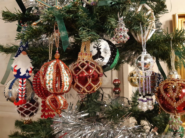 Decorations made by Bead Magicians, a friendly group of bead workers who meet once a month at Findon Village Hall