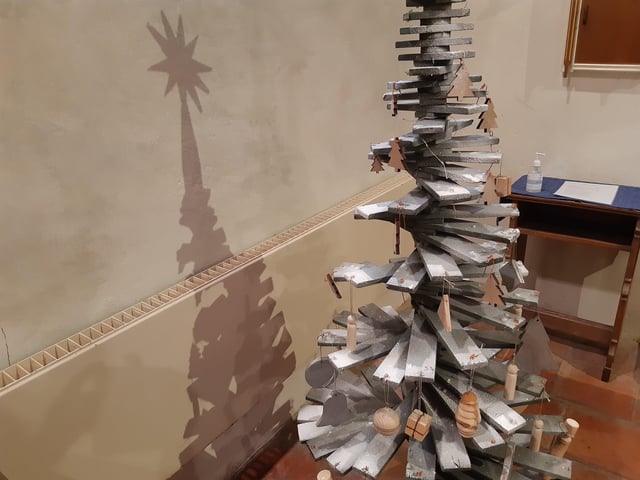 Wooden decorations were made by members of Men in Sheds Findon for their tree