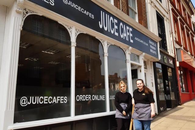 Carl Taylor and Chelsie Newberry (pictured right), from Kingsthorpe, opened Juice Cafe in Bridge Street in April in a bid to offer the town something 'different' as more people 'want a healthy lifestyle now'.
The cafe sells a wide range of homemade, pure juice smoothies, bagels, wraps, paninis, 'deluxe' milkshakes and more.