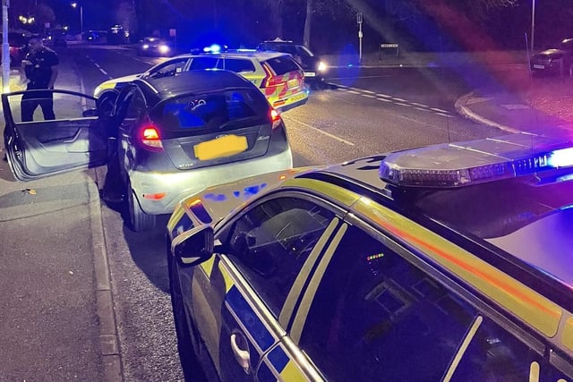 Elsewhere in the region the BCH team used special tactics to stop this car. Officers said: " This vehicle was stopped using specialist tactics to prevent a pursuit. The occupants have been arrested for going equipped for theft after items linked to shoplifting were found. Driver is also positive for drug driving."