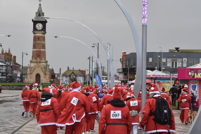 Santas turned out to support the event in Skegness in  spite of the cold weather.