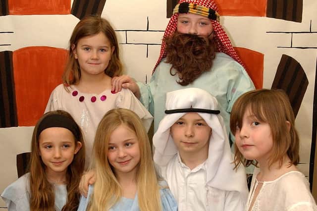 No room at the inn at Connaught Junior School in 2006, from left, Mica Allen, Anna Mooorey, Naomi Bannier, Tom Minnock-Maher, Connor Bennett as the donkey, Caitlin Francombe as Mary and Daniel Marsden as Joseph. Picture: Mick Canning L51363H6
