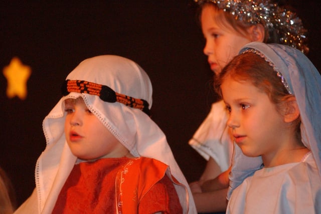 Oakdale School Nativity. Pictured are, Maks Zdunek who played Joseph, Ella Delucis who played Mary and at the back Chloe Skinner as Angel Gabriel.