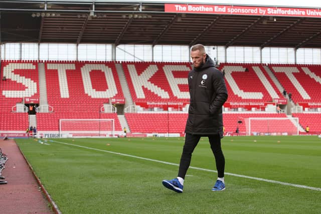 Posh wide man Joe Ward before a game at Stoke this season.