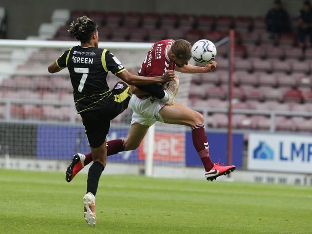 That strength in the air is largely down to centre-back duo Fraser Horsfall (7.4) and Jon Guthrie (6.7), who are first and third respectively for aerial duels won by defenders per game in League Two this season.