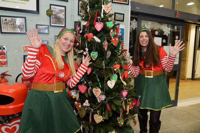 Indoor Market...festive elves, Chloe Goode of Craft-I-Trims and Bridget Albano of Retail Genie during the Christmas Fair.