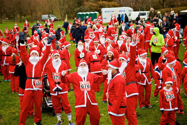 Runners prepare to set off on the 5K Santa Fun Run to benefit Katharine House Hospice at Spiceball Park in Banbury on Sunday December 5 (Image from David Fawbert photography)