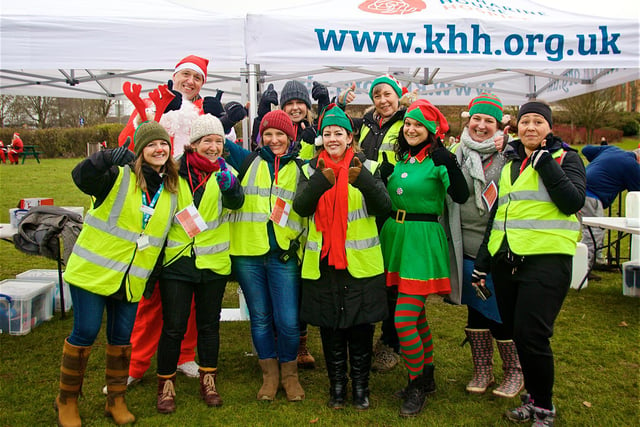 The team of helpers who organised the Santa Fun Run to benefit Katharine House Hospice at Spiceball Park in Banbury on Sunday December 5 (Image from David Fawbert photography)