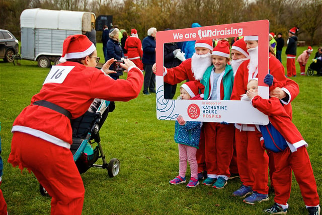 A portrait photo at the Santa Fun Run to benefit Katharine House Hospice at Spiceball Park in Banbury on Sunday December 5 (Image from David Fawbert photography)