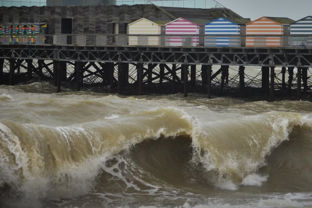 Hastings seafront during high tide as Storm Barra arrived, Dec 7. SUS-210712-131431001