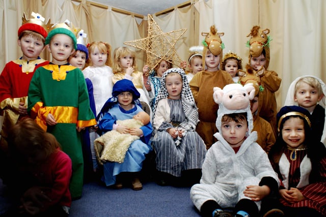 Children from Fishbourne Pre-School in costume for their Christmas production in 2006