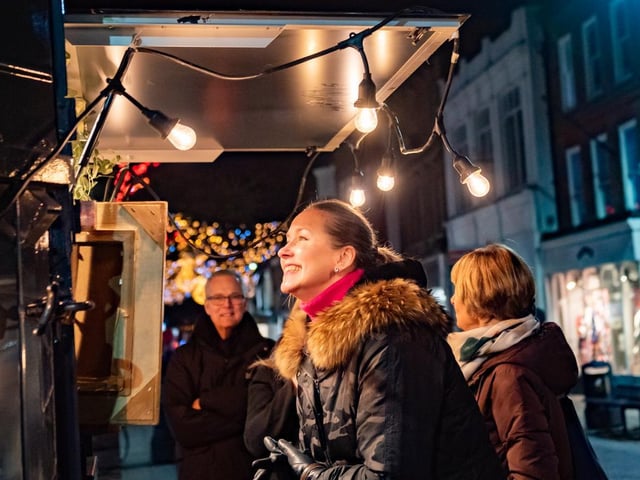 A shopper enjoying the delights of the high street