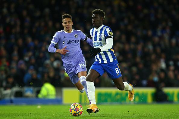 Brighton's Mali international Yves Bissouma in Premier League action against Leeds United