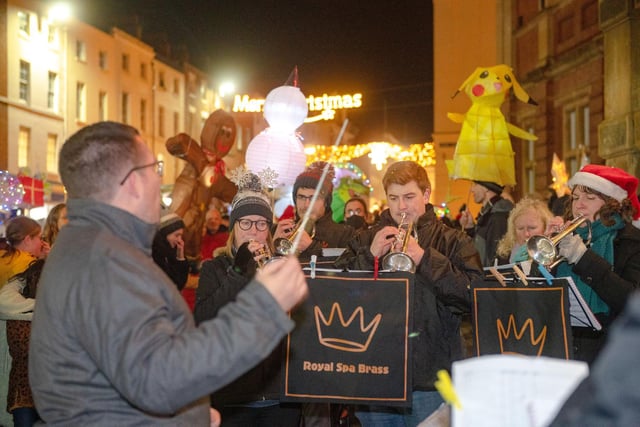 The Royal Spa Brass Brand provided festive music at the 2021 Leamington Lantern Parade.