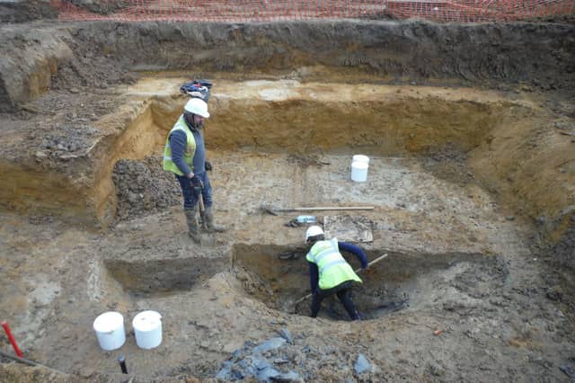 Base of Roman well in specialist cattle-butchery area.