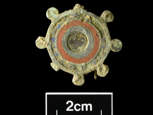 Roman enamelled copper-alloy plate brooch#2 Picture: Albion Archaeology & Adam Williams