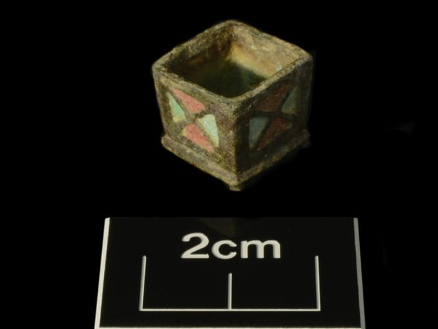 Top of enamelled copper-alloy votive altar Picture: Albion Archaeology & Adam Williams