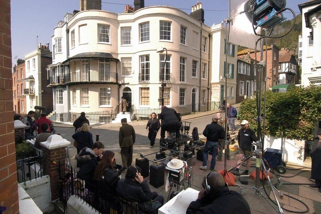 Various photos during the filming of Foyles War in Hastings. Photos from our archives during 2002-2006. SUS-211115-140018001