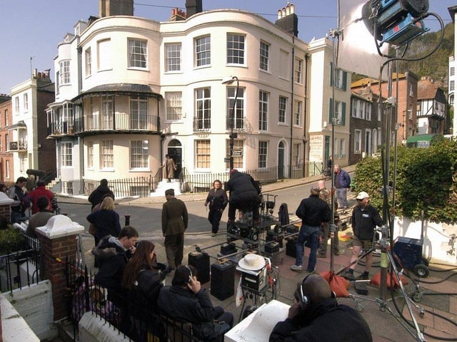 Various photos during the filming of Foyles War in Hastings. Photos from our archives during 2002-2006. SUS-211115-140018001