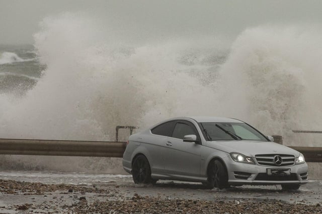 Selsey seasfront gets a lashing from storm 'Barra' as one driver  gets up close to the force of nature. By Chris Hatton SUS-210812-084351003