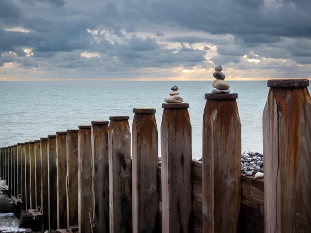 Rob Clemes took this shot of these stones artistically piled on top of the groynes at Holywell whilst out on a dog walk on a winter's day. SUS-210812-102010001