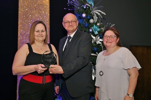 Pride in Peterborough Awards 2021.  Mark Edwards  with Care Sector Hero winners from  Rainbow Court EMN-210712-235221009