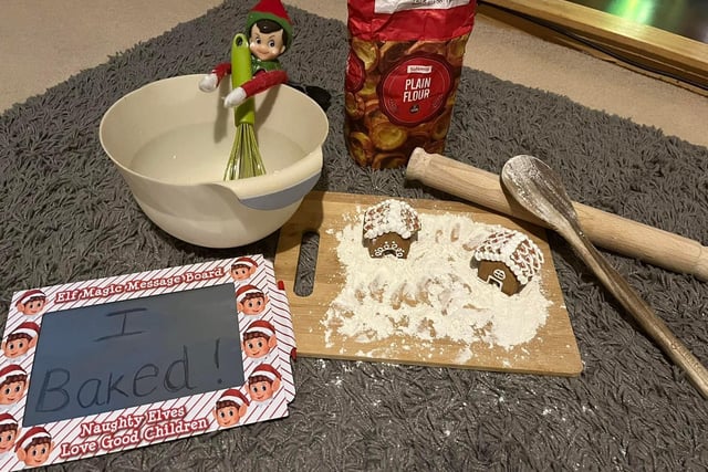 Helen's elf did make it up to them with some baked sweet treats, despite the flour mess.