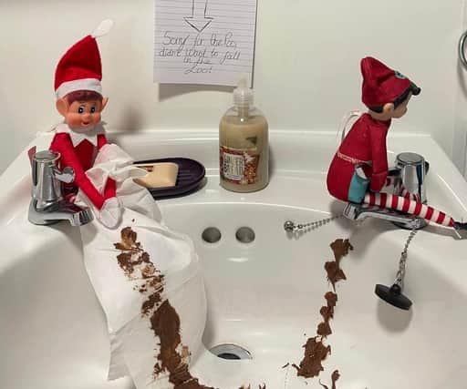 These naughty elves at Serena Elson's house missed the toilet!