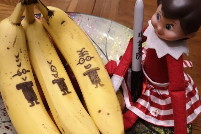 This naughty elf has shown their artistic flair with turning bananas into minions.