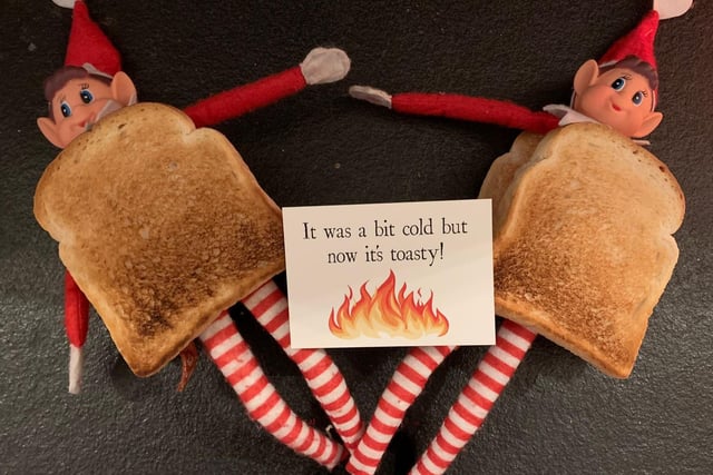 These elves are keeping warm and toasty this winter.