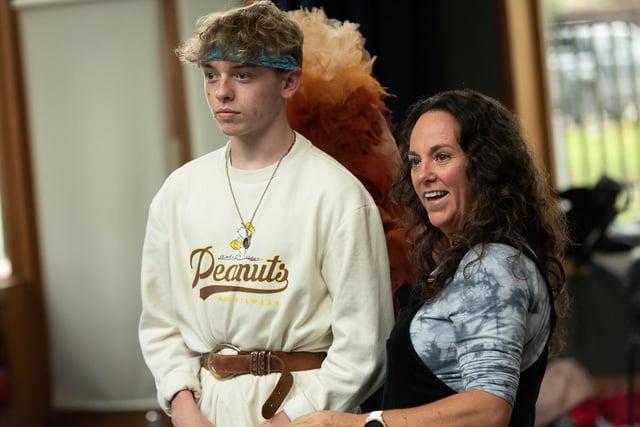 Jack Taylor and Sally Garner-Gibbons in rehearsal for CFYT's PInocchio