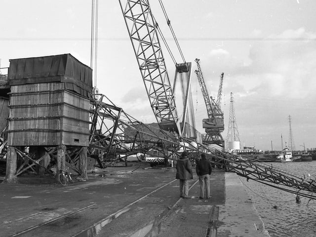 After being retrieved from the water, the crane was cut up for scrap.