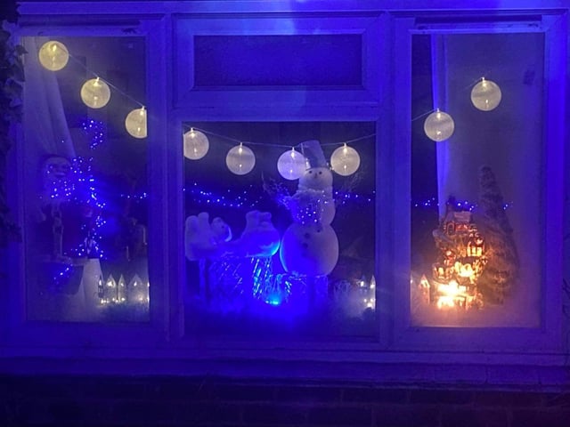 A snowman inspired festive window