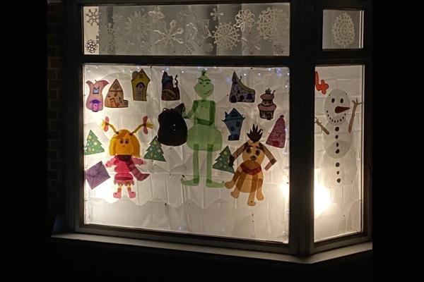 Grinch inspired festive window
