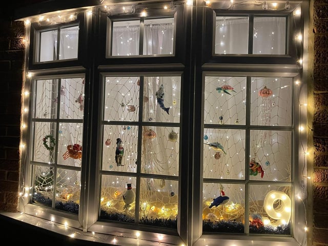 Under the sea inspired festive window