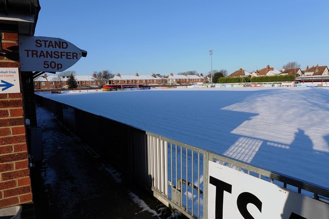 Worthing Football Ground in Woodside Road, Worthing, under four inches of snow on Saturday, December 19, 2009. Picture: Stephen Goodger W51133H9