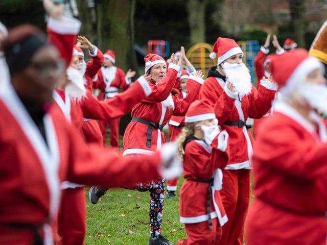 Hundreds of Santas take on a fancy dress fun run at Northampton's Racecourse on Sunday December 12. Photo: Kirsty Edmonds.