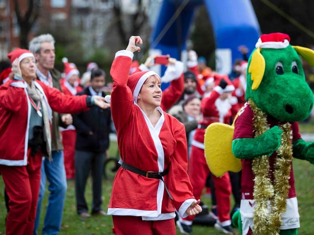 Hundreds of Santas take on a fancy dress fun run at Northampton's Racecourse on Sunday December 12. Photo: Kirsty Edmonds.